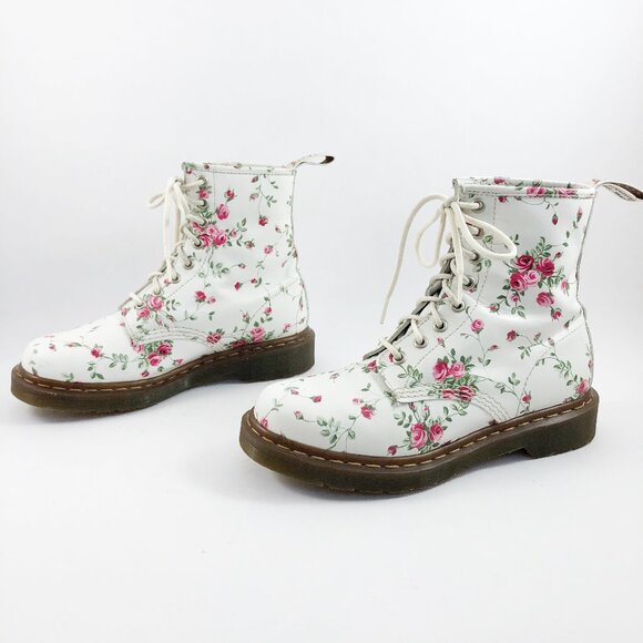 DR. MARTENS Rare Portland Rose Boots 1460 Size 7 - Picture 4 of 12